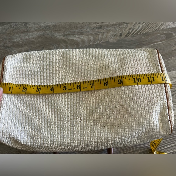 Vintage TED LAPIDUS Paris Logo Embossed Leather Handle Boston Bag Rare White - Picture 11 of 14